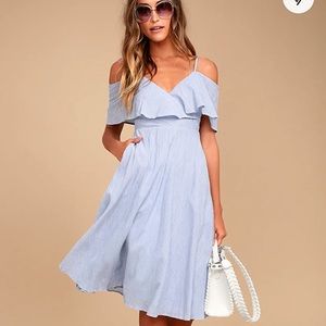 Light Blue Off Shoulder Midi Dress Lulu’s
